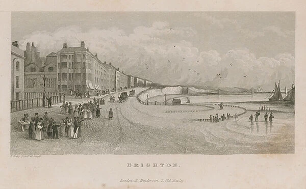 General view along the seafront at Brighton (engraving)