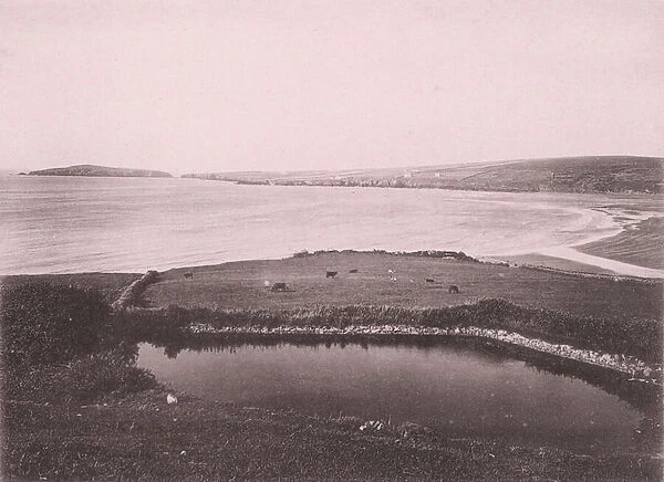 Gwbert and Island from Glanymore (b  /  w photo)