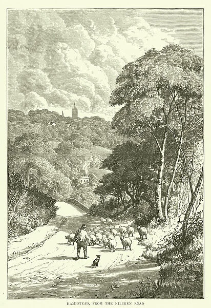 Hampstead, from the Kilburn Road (engraving)