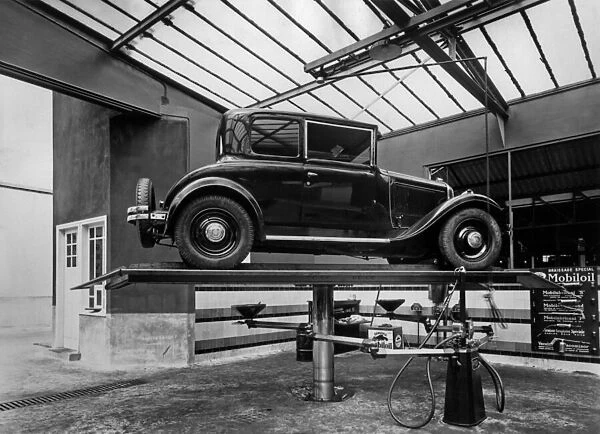 Hydraulic Ramp, Service station, Paris, c. 1930 (b  /  w photo)