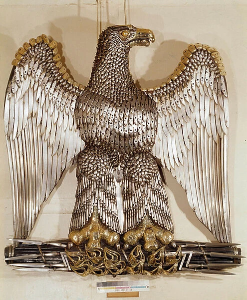Imperial eagle made with bayonet bindings and spades. 19th century