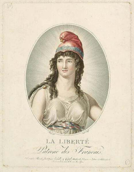 Liberty, Patron of the French, engraved by Ruotte (coloured engraving)