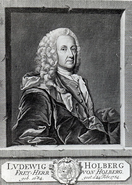 Ludvig Holberg, engraved by Johann Martin Bernigeroth, 1757 (engraving)