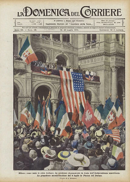Milan, like all Italian cities, worthily celebrated the American Independence Day (colour litho)