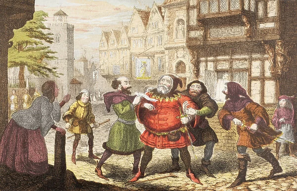Mrs Quickly has Sir John Falstaff arrested in Henry IV, Part 2, from The Illustrated