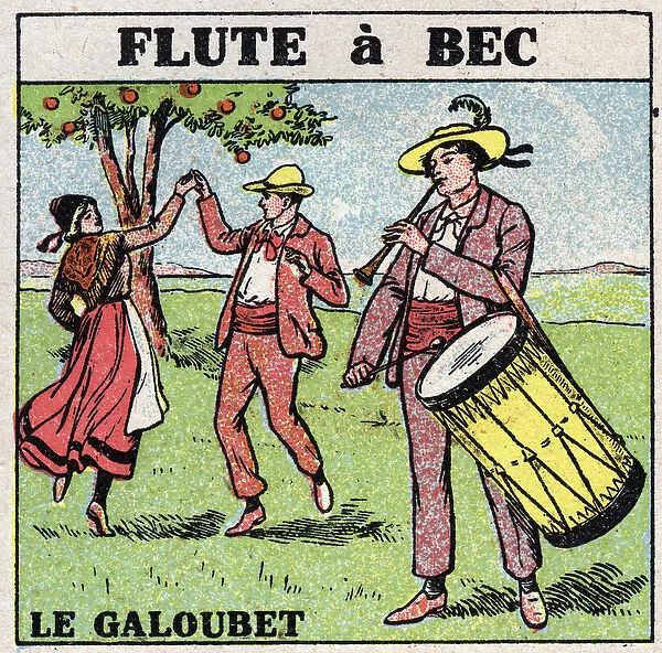 Musical instruments: wind instruments. Galubet player (flute a beak)