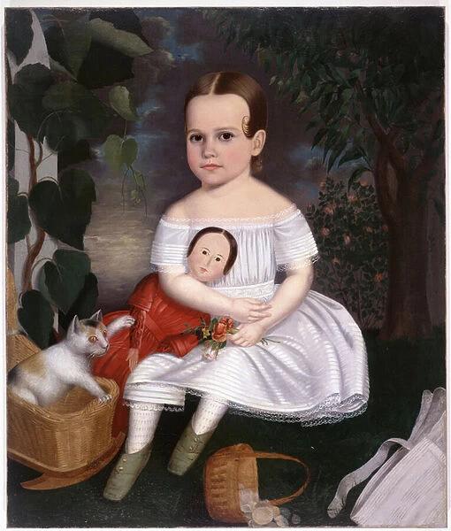 New England portrait of little girl by Joseph Whiting Stock
