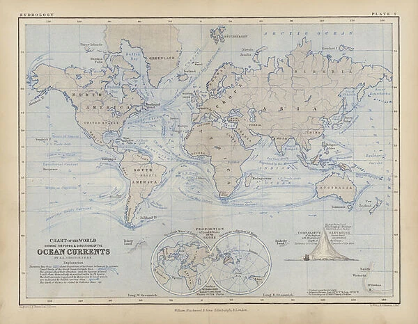 Ocean Currents (coloured engraving)