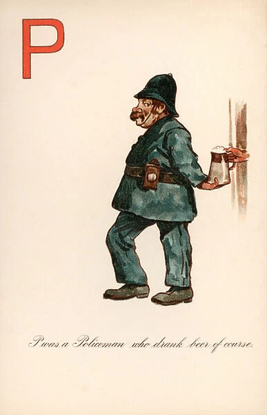 P, Policeman (colour litho)