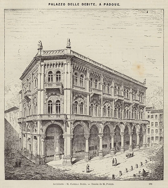 Palazzo delle Debite, a Padoue (engraving)