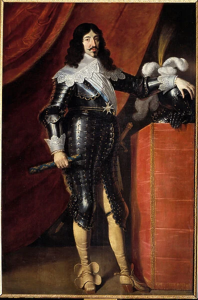 Portrait in foot of Louis XIII (1601-1643) in armor Painting of the French School of