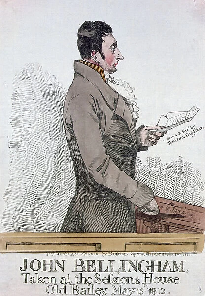 Portrait of John Bellingham (1770-1812) 1812 (colored etching)