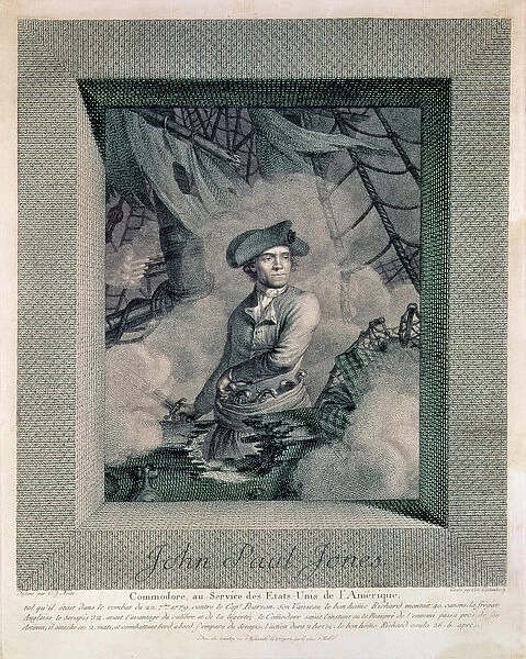 Portrait of John Paul Jones, engraved by Carl Guttenberg (1743-90), c. 1781 (engraving)