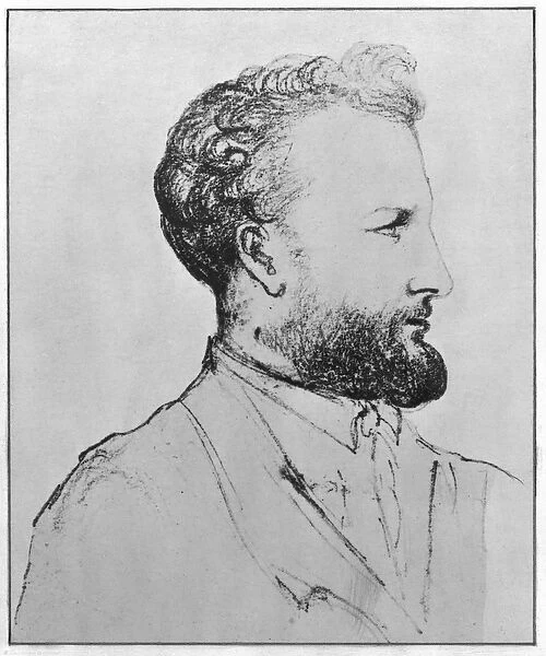 Portrait of Jules Verne (1828-1905) (pencil on paper)d(b  /  w photo)