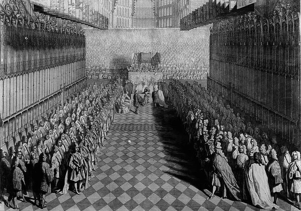 Prince William offering his sword to the Dean, at the Altar, the Knights Standing