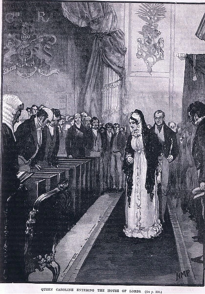 Queen Caroline entering the House of Lords (litho)