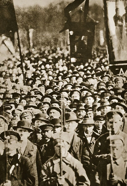 Revolutionists in Petrograd, 1917 (sepia photo)