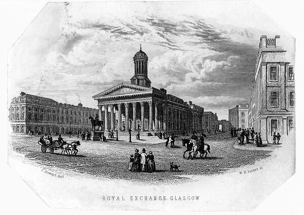 The Royal Exchange, Glasgow, engraved by William Home Lizars (engraving)