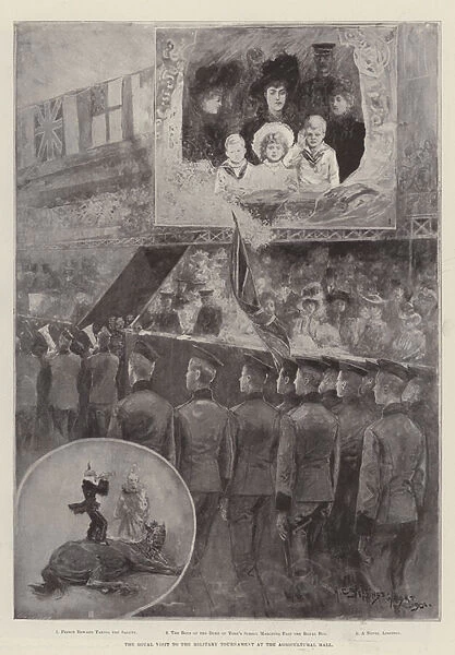 The Royal Visit to the Military Tournament at the Agricultural Hall (litho)