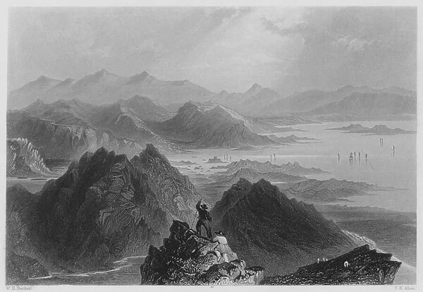 Scene from Sugar loaf Mountain, Bantry Bay (engraving)