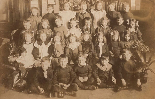 School children, Norfolk, early 20th century (b  /  w photo)