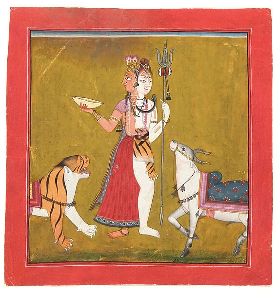 Shiva Ardhanarishvara, c. 1715 (opaque w  /  c, gold & silver on paper)