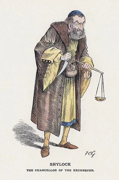 Shylock, The Chancellor of the Exchequer (colour litho)