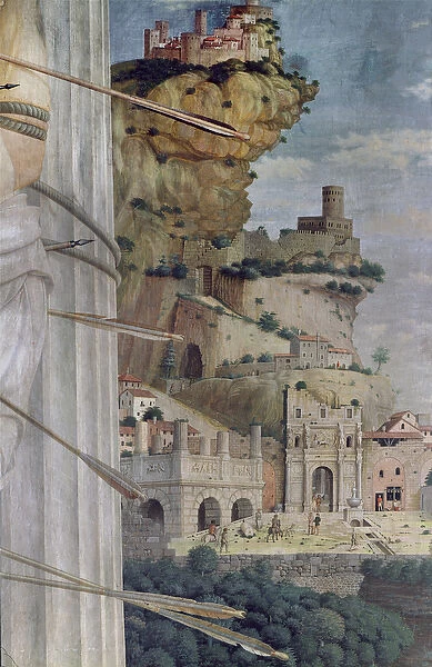 St. Sebastian, detail of the landscape, 1481 (oil on canvas)