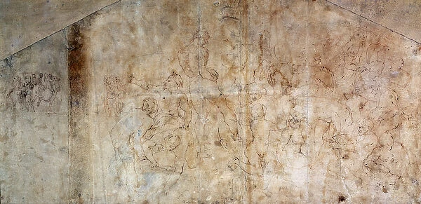 Study for the Battle of Cascina 1504 (brown ink on paper) (recto)