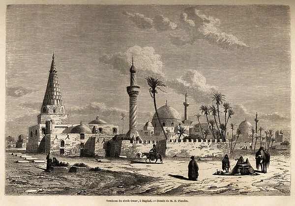 The tomb of Sheikh Omar, in Baghdad, drawing by Eugene Flandin (1809-1876)