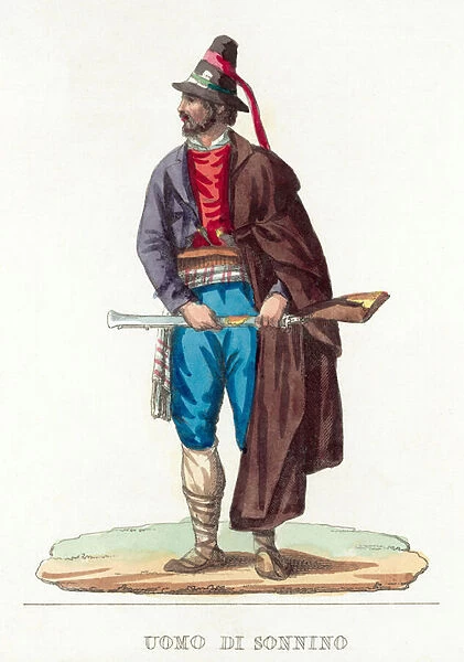 Uomo Di Sonnino (coloured engraving)