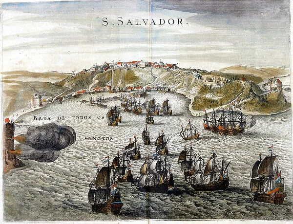 View of Salvador, formerly known as Bahia, capital of Brazil in 1549