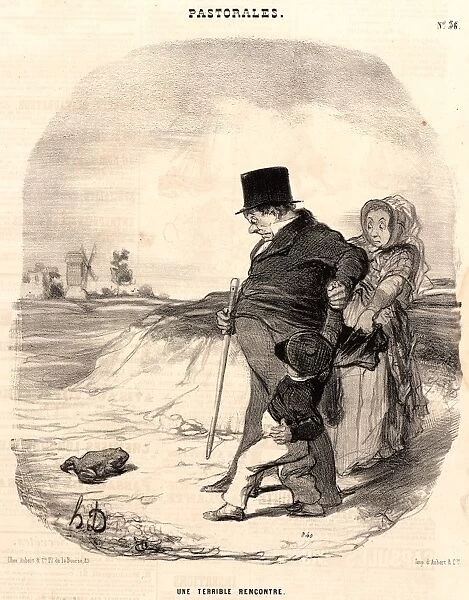 Honora Daumier (French, 1808 - 1879), Une Terrible rencontre, 1845, lithograph