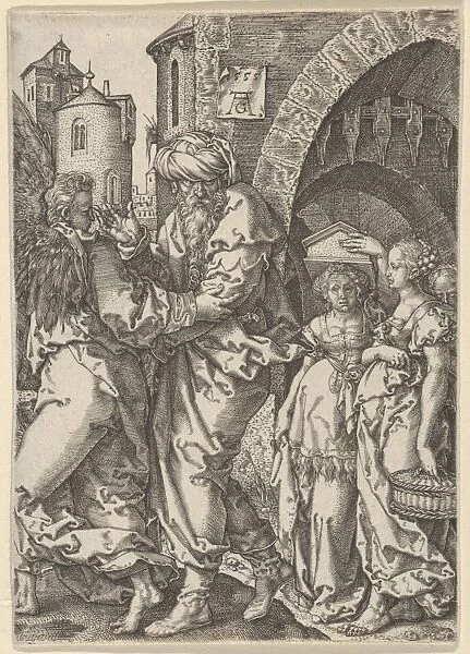 Lot Family Fleeing Sodom Story 1555 Engraving