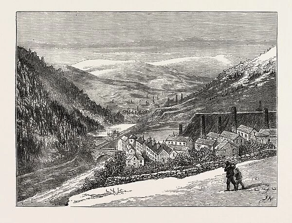 The Strike in South Wales, Uk: View of Merthyr and the Village of Cefn, 1873 Engraving