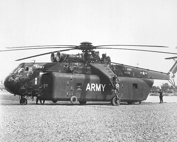 A large CH-54 Skycrane helicopter used during Vietnam War
