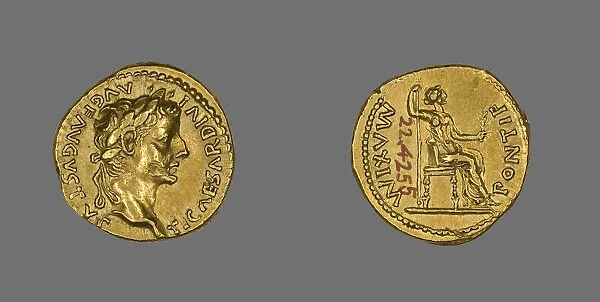 Aureus (Coin) Portraying Emperor Tiberius, 26-37. Creator: Unknown
