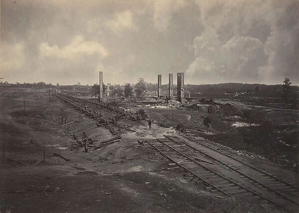 Destruction of Hoods Ordinance Train, 1860s. Creator: George N. Barnard