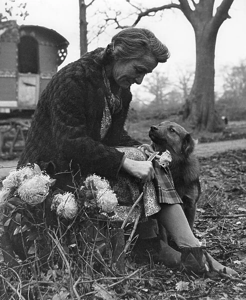 Gypsy woman with dog, 1960s