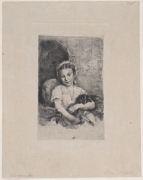 Mlle Chabot, danseuse de l Opera, ou Jeune fille au chien, 1888. Creator: Marcellin-Gilbert Desboutin