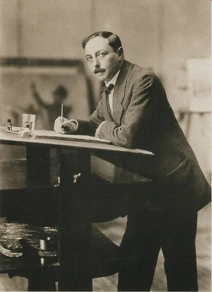 Portrait of Thomas Theodor Heine (1867-1948) in his studio, c. 1913. Creator: Anonymous