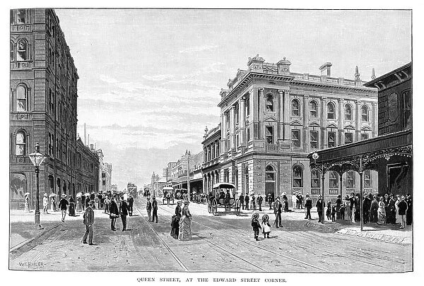 Queen Street, at the Edward Street Corner, Brisbane, 1860, (1886). Artist: WC Fitler