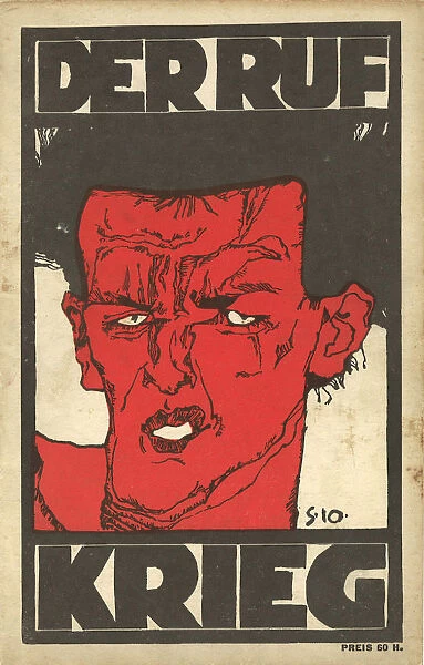 Self-portrait, 1910. Cover of The Call (Der Ruf) magazine. Special Edition The War (Krieg)