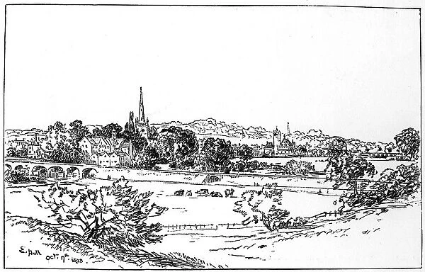 Stratford-upon-Avon, Warwickshire, as seen from the southeast, 1885. Artist: Edward Hull