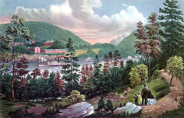 West Point, US Military Academy, from the opposite Shore, 1862. Artist: Currier and Ives