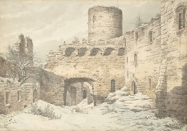 Winter View of the Courtyard of a Medieval Castle in Ruins, 1832