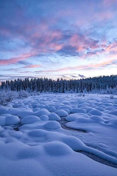 Sunset over McIntyre Creek in winter, Yukon