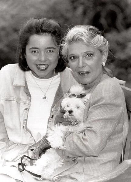 Anne Bancroft - Actress with Charlotte Coleman with dog smiling