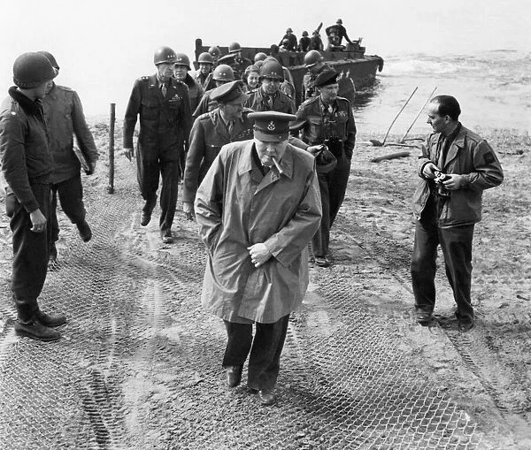 British Prime Minister Winston Churchill and Field Marshall Bernard Montgomery cross