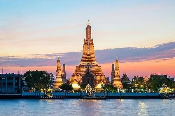 Wat Arun temple and Chao Phraya River, Bangkok, Thailand
